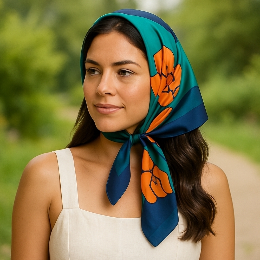 New! Lovely Square print scarf